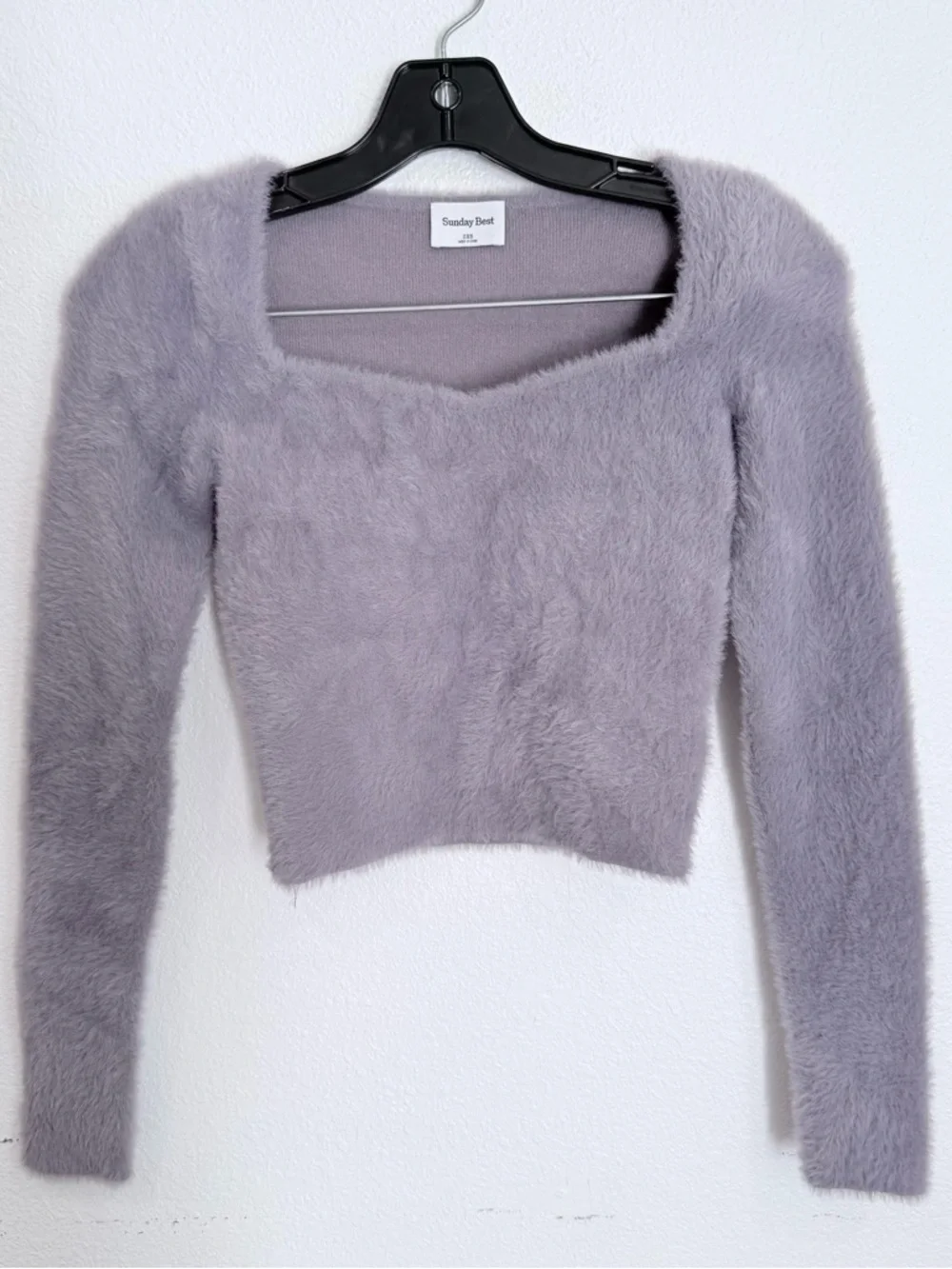 Aritzia Sunday Best Elsie Cropped Sweater Light Purple Women's Size XXS - Picture 2 of 5
